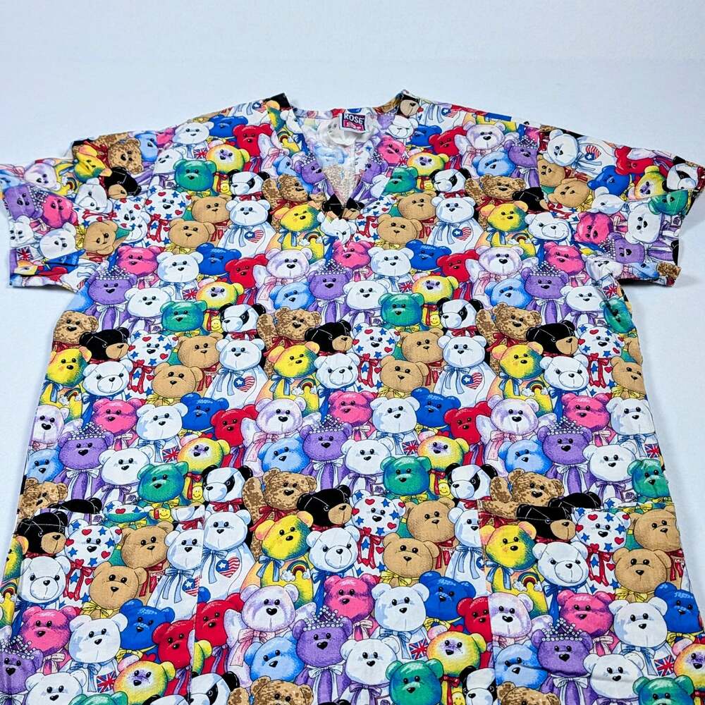 Los Angeles Rose vintage novelty beanie baby print scrub top L